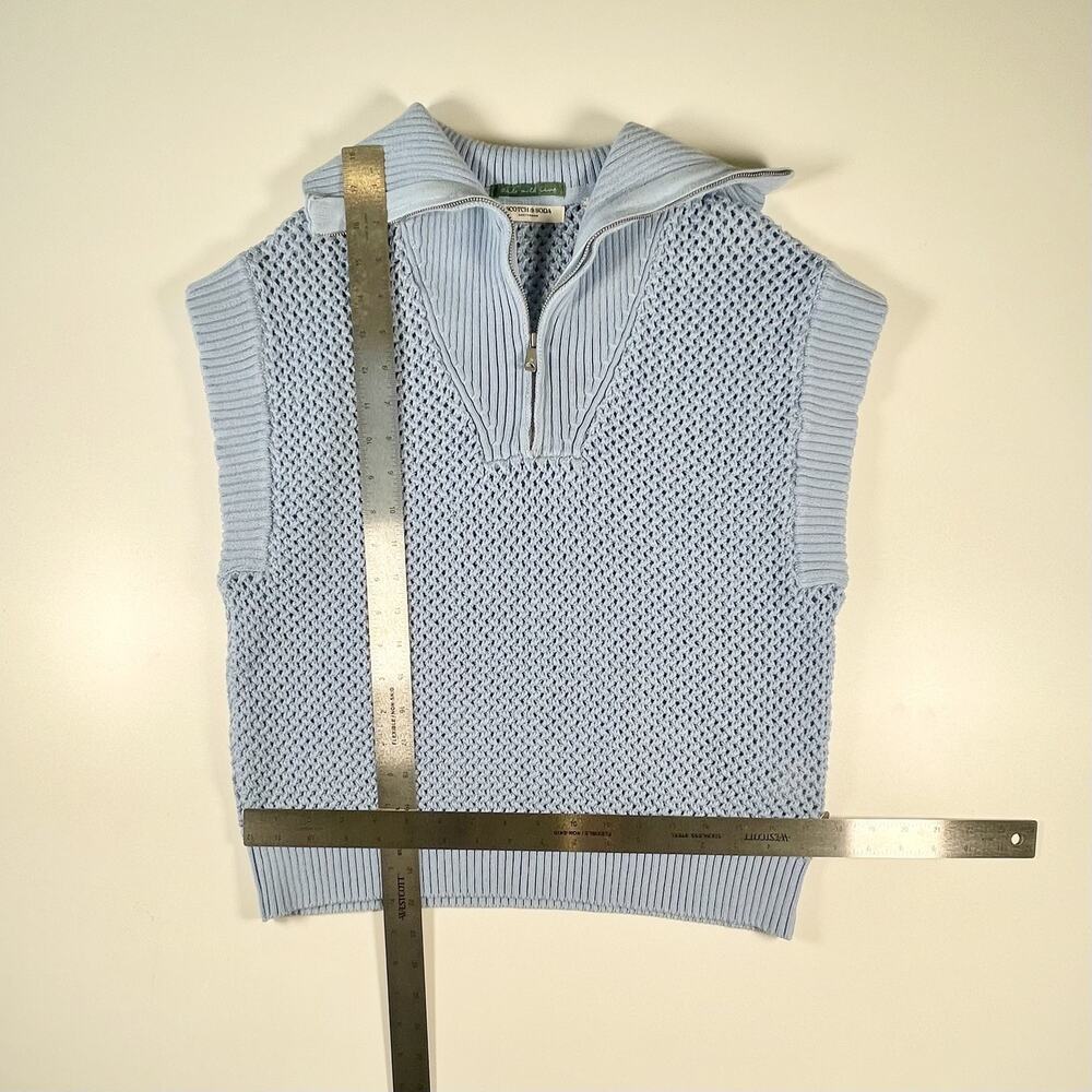 Scotch and Soda Half Zip Knit Sweater Pullover Women Preppy Powder Blue Small - Picture 6 of 8